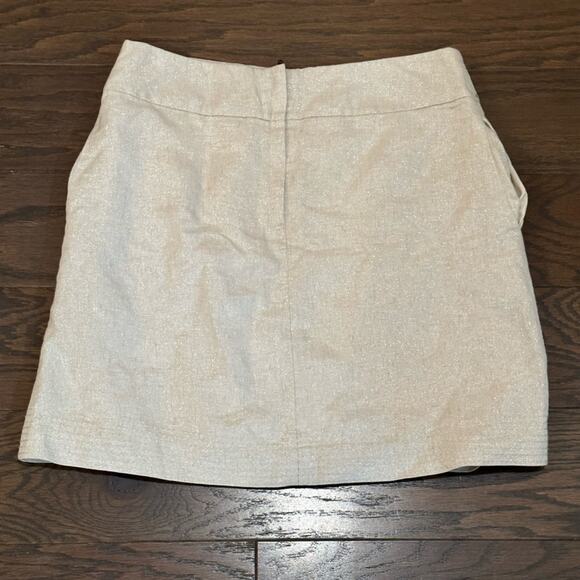 Anthropologie Floreat Linen Metallic Shimmer Beaded Embroidered Skirt Size 2 - Picture 2 of 9
